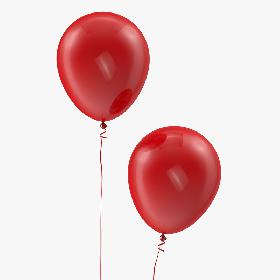3D Red Balloon with Ribbon